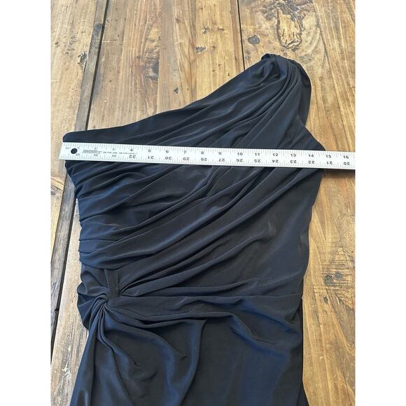 Tadashi Shoji Dress Size Small Formal Black One Shoulder Gown Ruched Draped Maxi - Picture 8 of 13
